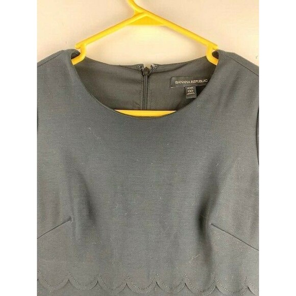 Banana Republic Size 00 Petite Black Dress 3/4 Sleeve Scoop Neck - Picture 5 of 7